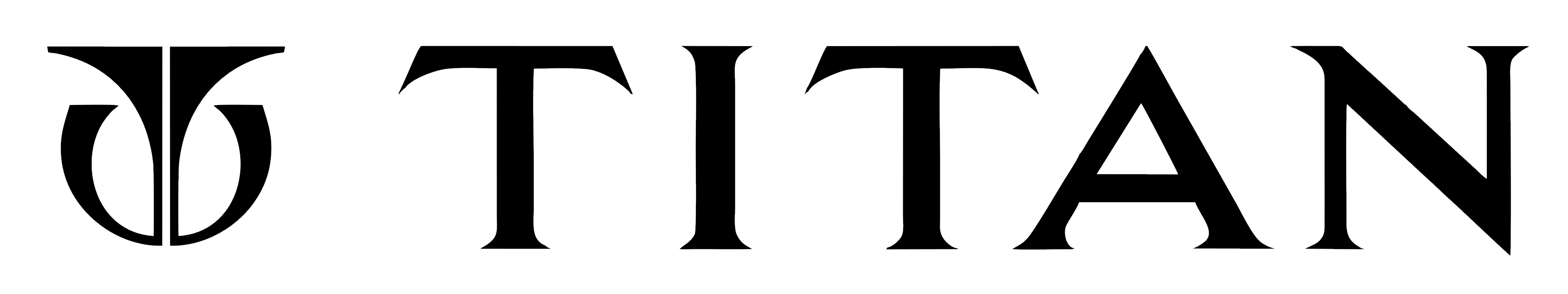Minimal monochrome Titan brand wordmark logo in dark charcoal on a clean background, balanced letter spacing, professional and refined presentation for a luxury watch storefront