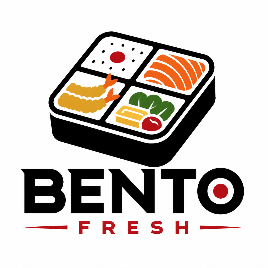 Bento Box logo featuring a minimalist geometric design with interlocking compartments in brand colors red green amber purple and cyan on a dark background