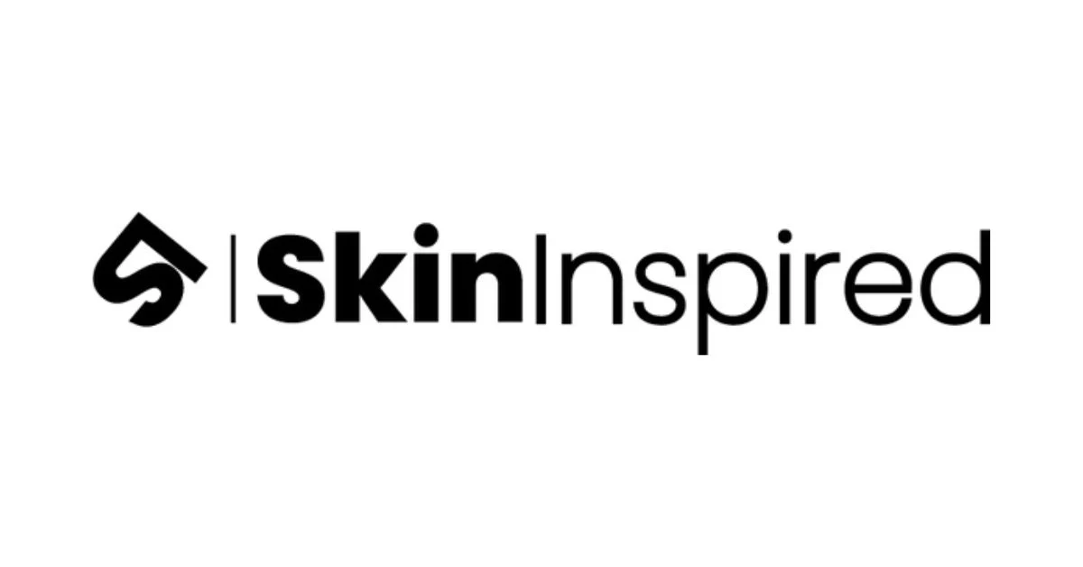 SkinInspired brand logo featuring elegant serif typography with a minimalist aesthetic, presented on a clean white background with subtle golden accents suggesting premium quality skincare
