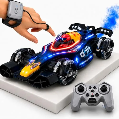 GRAPHENE RC car variant 1 - sleek F1 body in red and black on showroom floor