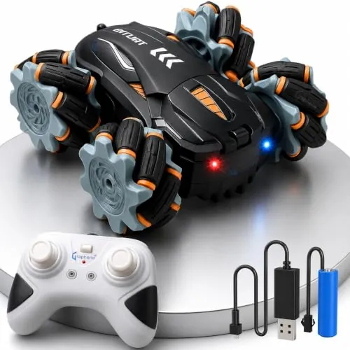 Top-down product shot of the GRAPHENE 4X4 showing the rugged shell, LED headlights, and aggressive wheel design
