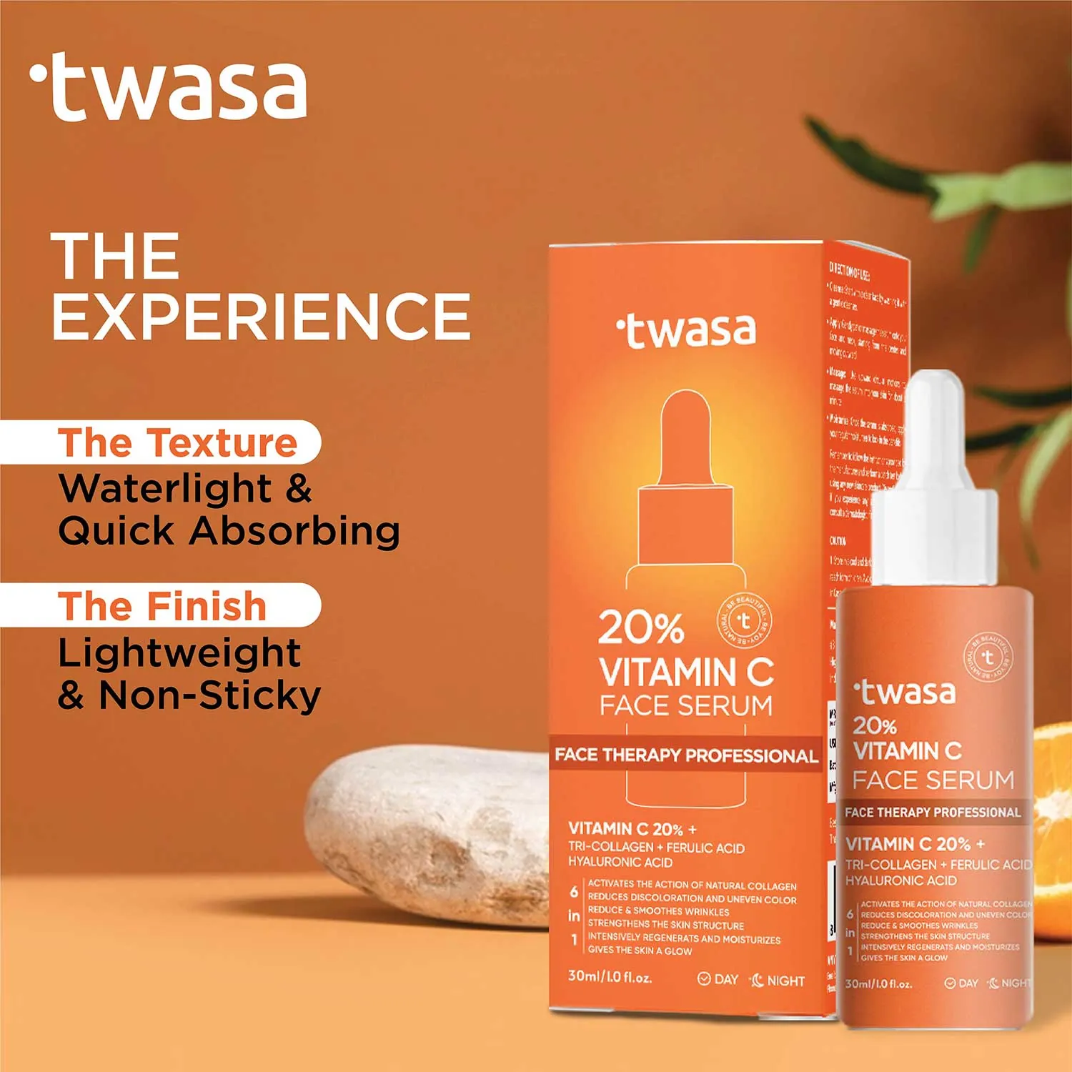 Smiling Indian woman with radiant clear skin holding Twasa serum bottle at home in natural light