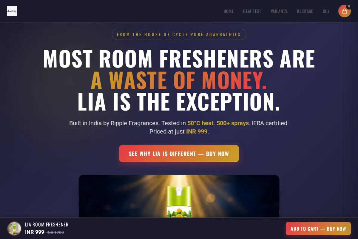Ripple room freshener, dry formulation, made in India